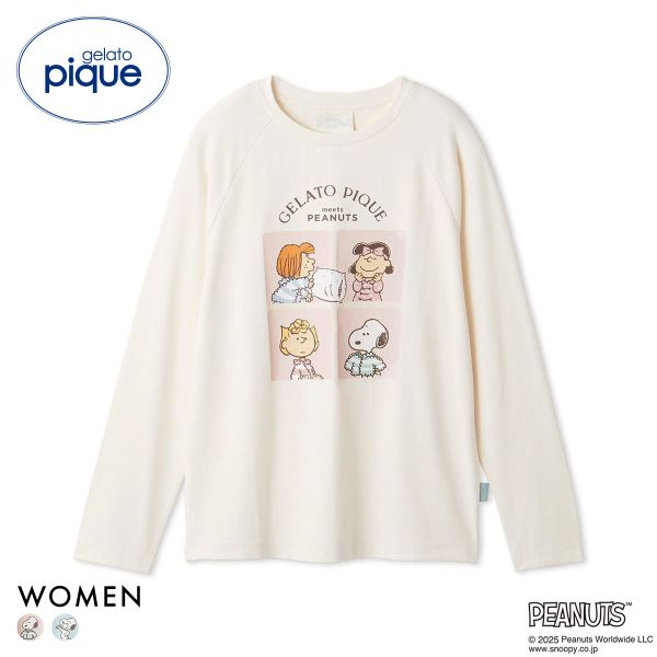 ジェラートピケ レディース PEANUTS オリジナルアートワンポイントロングTシャツ ジェラピケ ルームウェア スヌーピー gelato pique