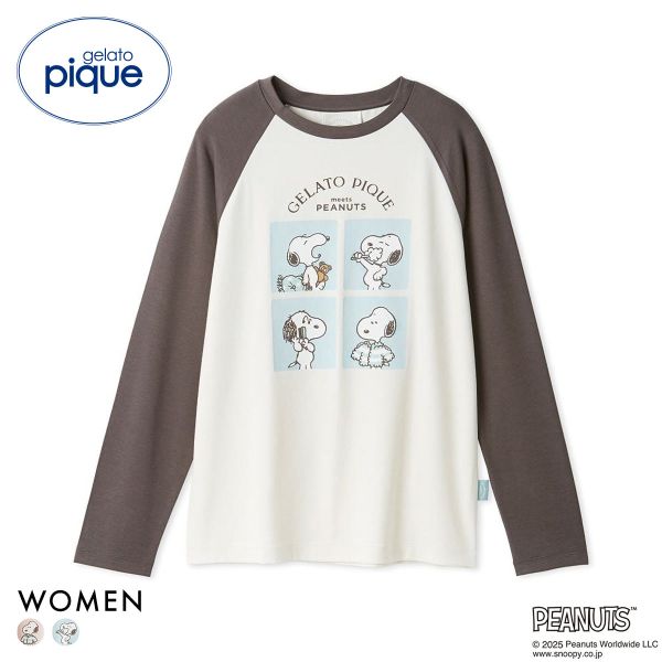 ジェラートピケ レディース PEANUTS オリジナルアートワンポイントロングTシャツ ジェラピケ ルームウェア スヌーピー gelato pique