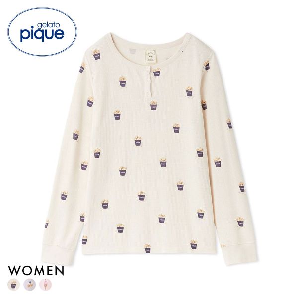 ジェラートピケ レディース モチーフ3柄ワッフルロンT ジェラピケ パジャマ ルームウェア gelato pique