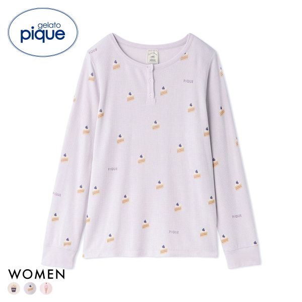 ジェラートピケ レディース モチーフ3柄ワッフルロンT ジェラピケ パジャマ ルームウェア gelato pique