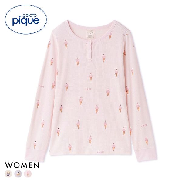 ジェラートピケ レディース モチーフ3柄ワッフルロンT ジェラピケ パジャマ ルームウェア gelato pique