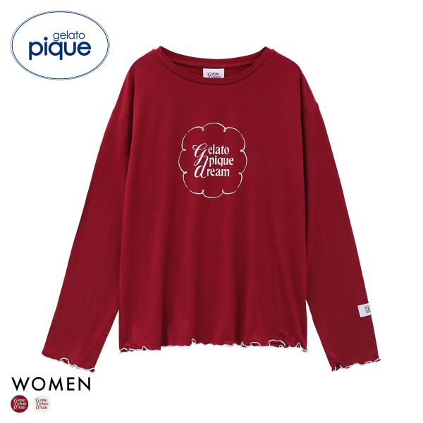 ジェラートピケ レディース ワンポイントレーヨンロゴロングTシャツ ジェラピケ パジャマ ルームウェア gelato pique HOLIDAY