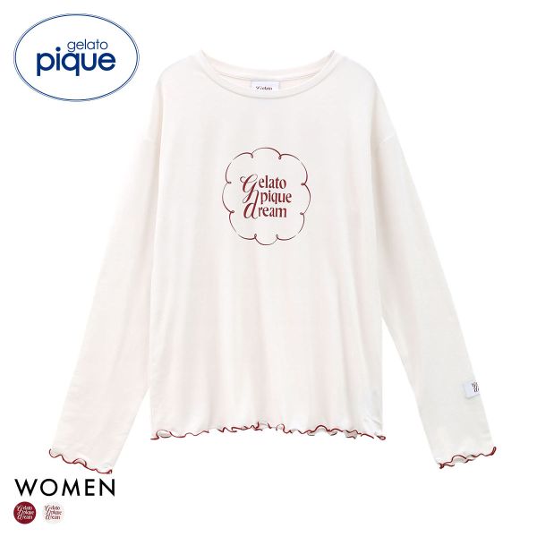 ジェラートピケ レディース ワンポイントレーヨンロゴロングTシャツ ジェラピケ パジャマ ルームウェア gelato pique HOLIDAY