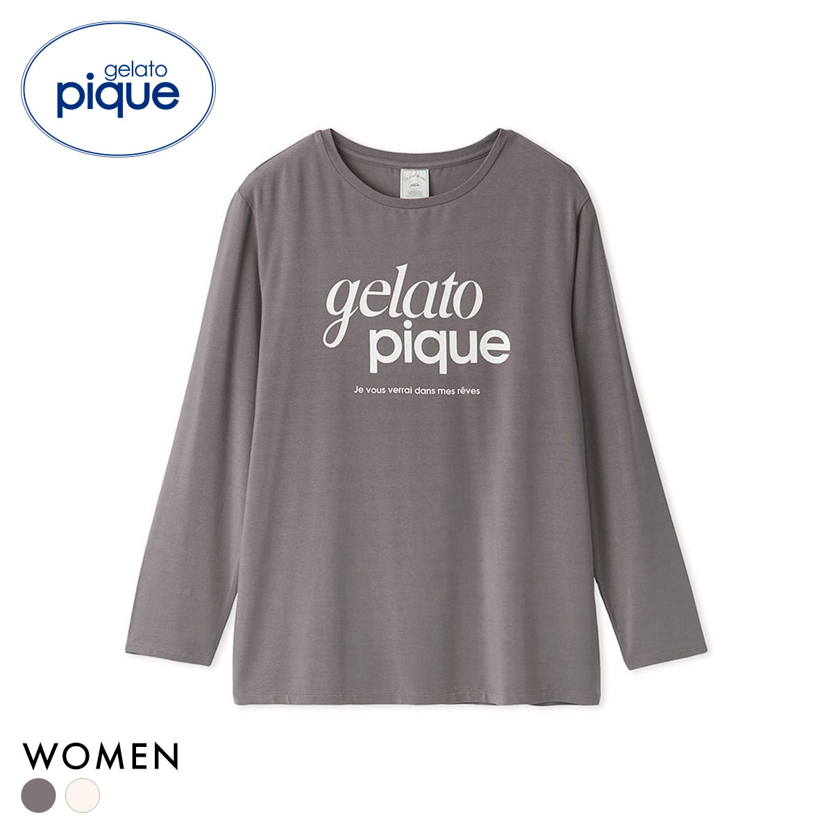 ジェラートピケ レディース レーヨンロゴロンT ジェラピケ パジャマ ルームウェア gelato pique(DGY-濃グレー-Free)