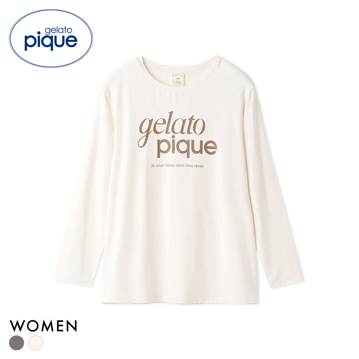 ジェラートピケ レディース レーヨンロゴロンT ジェラピケ パジャマ ルームウェア gelato pique(CR-クリーム-Free)
