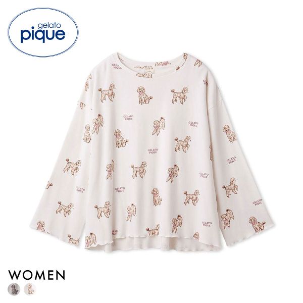 ジェラートピケ レディース プードル柄ロンT ジェラピケ パジャマ ルームウェア gelato pique