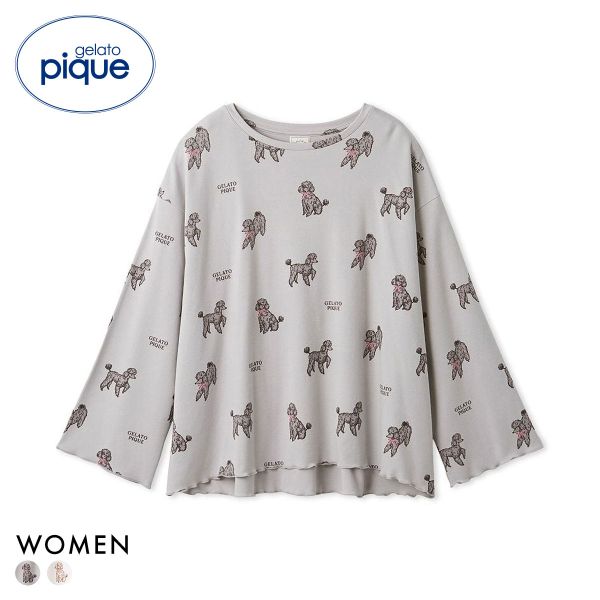 ジェラートピケ レディース プードル柄ロンT ジェラピケ パジャマ ルームウェア gelato pique