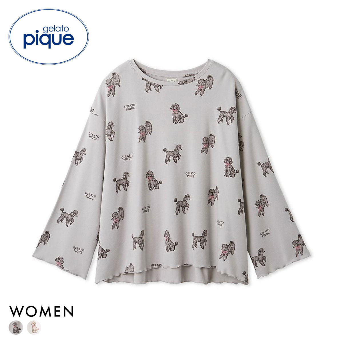 ジェラートピケ レディース プードル柄ロンT ジェラピケ パジャマ ルームウェア gelato pique
