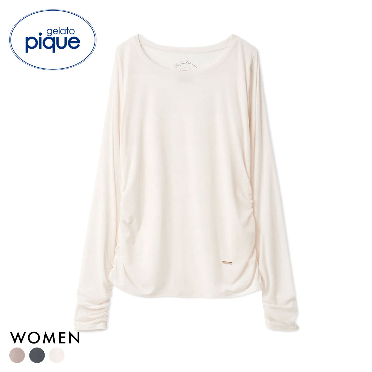 ジェラートピケ レディース ベロアロンT ジェラピケ パジャマ ルームウェア gelato pique(IV-アイボリー-Free)