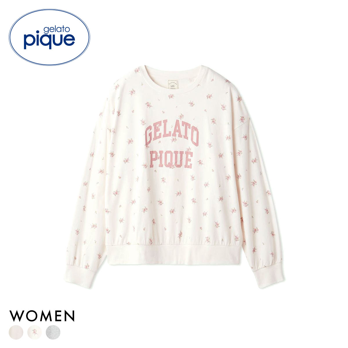 ジェラートピケ レディース カレッジロゴロンT ジェラピケ パジャマ ルームウェア gelato pique(PI-ピンク-Free)