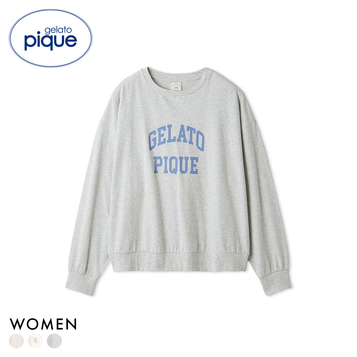 ジェラートピケ レディース カレッジロゴロンT ジェラピケ パジャマ ルームウェア gelato pique(GY-グレー-Free)