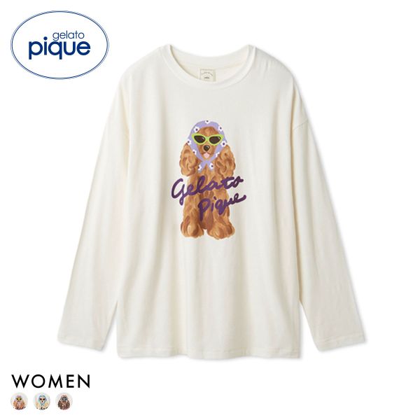 ジェラートピケ レディース スカーフDOGワンポイントロンT ジェラピケ パジャマ ルームウェア gelato pique