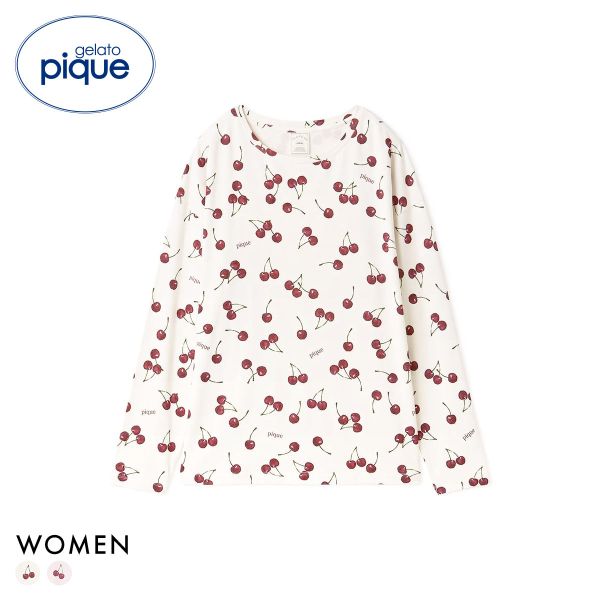 ジェラートピケ レディース チェリー柄ロンT ジェラピケ パジャマ ルームウェア gelato pique