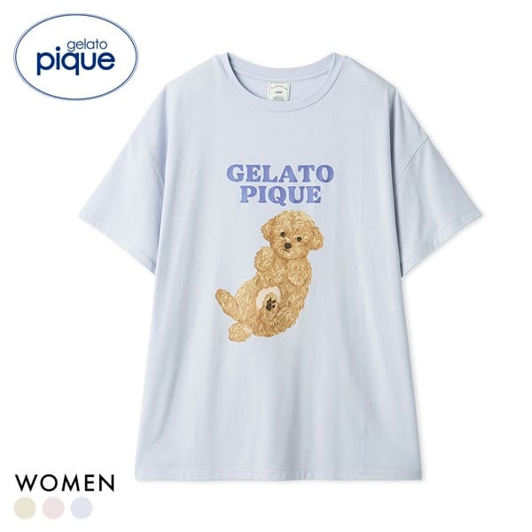 ジェラートピケ レディース ドッグワンポイントTシャツ ジェラピケ パジャマ ルームウェア gelato pique