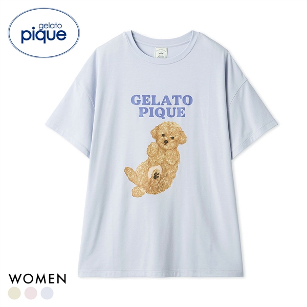 ジェラートピケ レディース ドッグワンポイントTシャツ ジェラピケ パジャマ ルームウェア gelato pique
