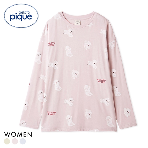 ジェラートピケ レディース ドッグ柄ロンT ジェラピケ パジャマ ルームウェア gelato pique
