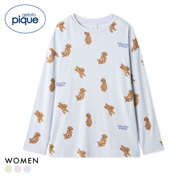ジェラートピケ レディース ドッグ柄ロンT ジェラピケ パジャマ ルームウェア gelato pique