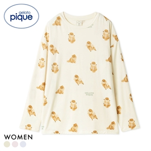 ジェラートピケ レディース ドッグ柄ロンT ジェラピケ パジャマ ルームウェア gelato pique