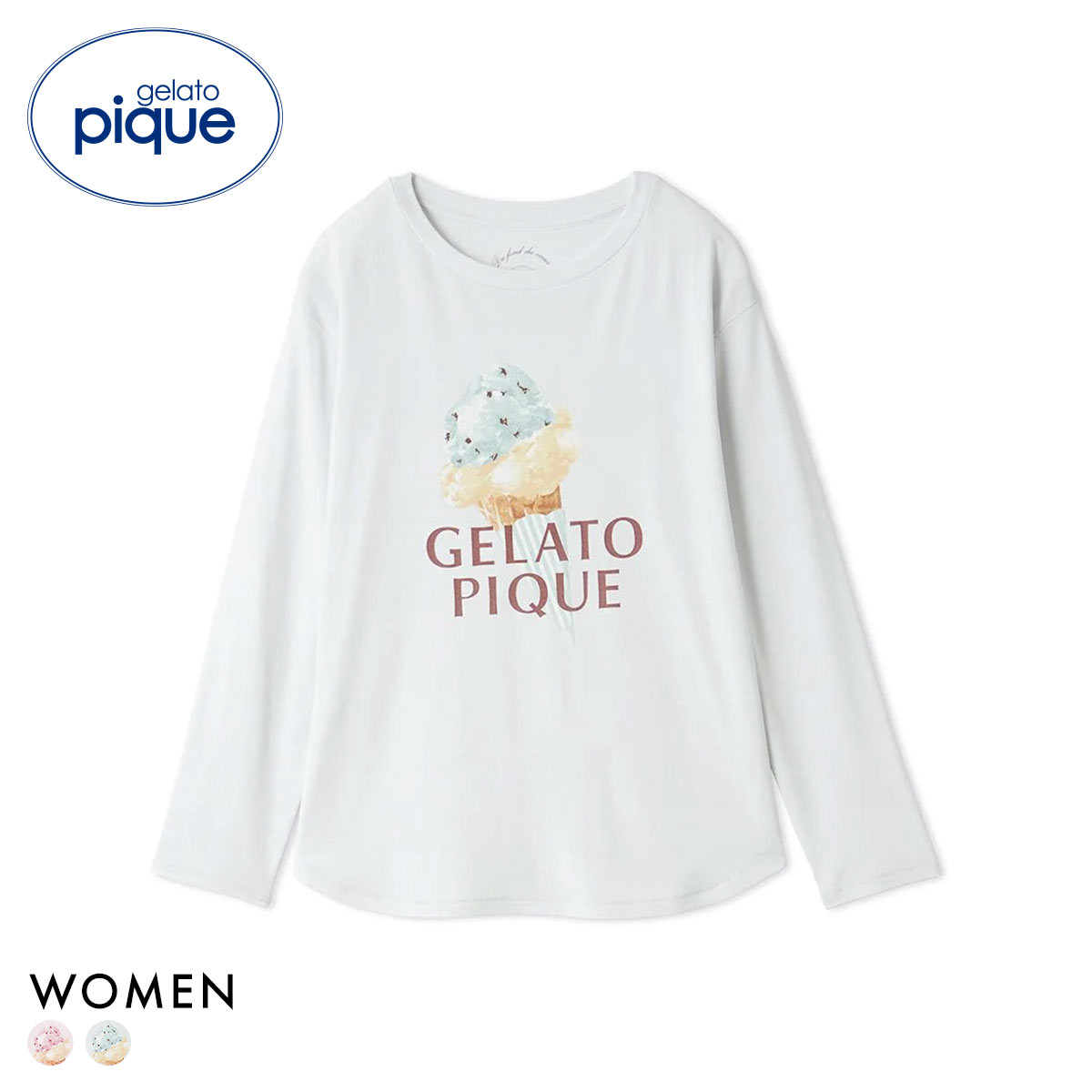 ジェラートピケ レディース アイスワンポイントロンT ジェラピケ パジャマ ルームウェア gelato pique(MI-ミント-Free)