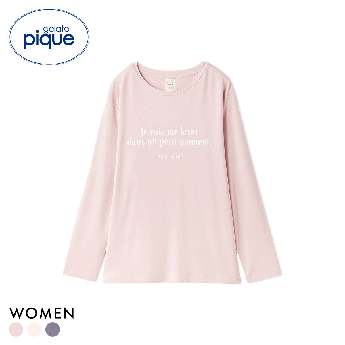 ジェラートピケ レディース インレイロゴロンT ジェラピケ パジャマ ルームウェア gelato pique(PI-ピンク-Free)
