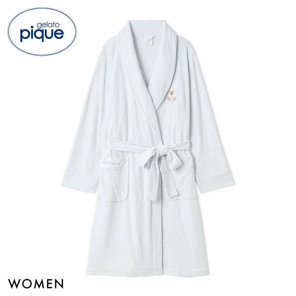 ジェラートピケ レディース 吸水パイルベア刺繍ガウン ジェラピケ パジャマ ルームウェア gelato pique