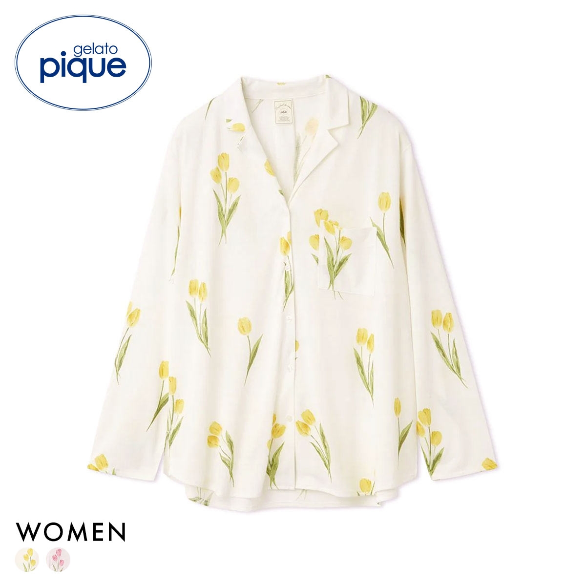 ジェラートピケ レディース チューリップ柄シャツ ジェラピケ パジャマ ルームウェア gelato pique