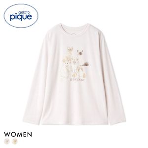 ジェラートピケ レディース キャットワンポイントロンT ジェラピケ パジャマ ルームウェア gelato pique 猫の日