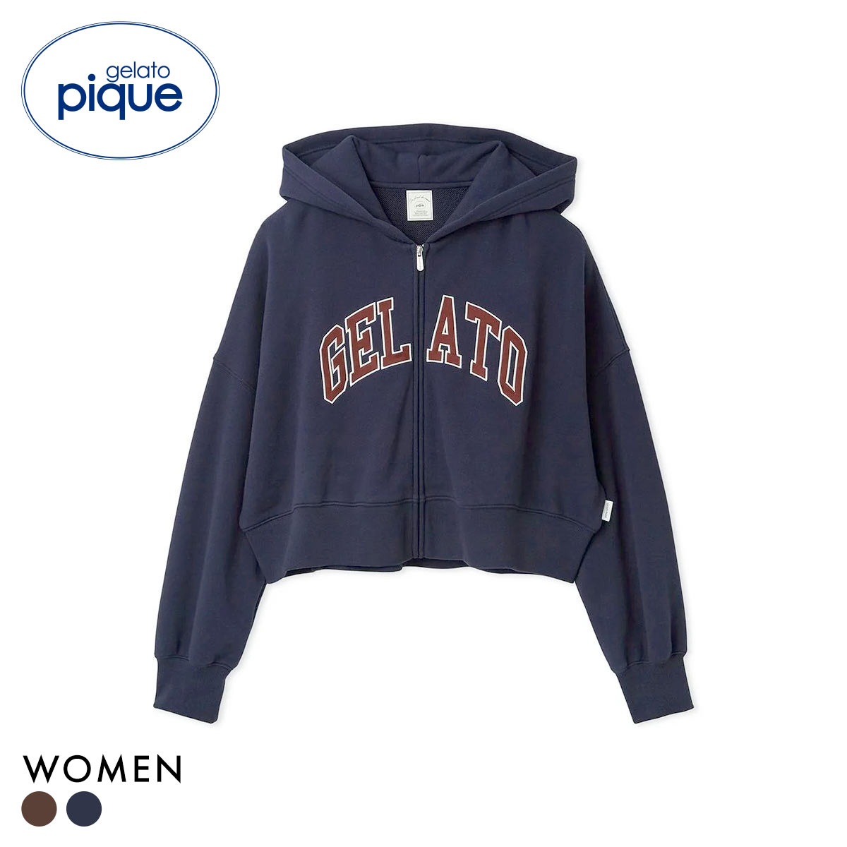 ジェラートピケ レディース カレッジロゴ裏毛パーカ ジェラピケ ルームウェア ジェラピケ gelato pique(NV-ネイビー-Free)