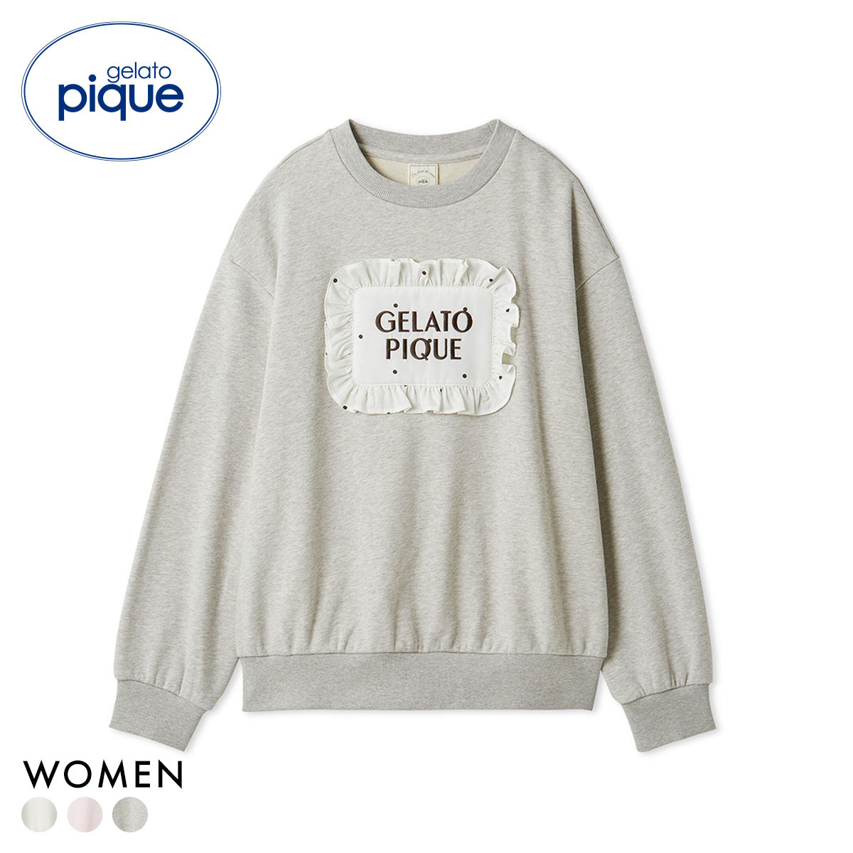 ジェラートピケ レディース WhiteDay ピローモチーフ裏毛プルオーバー ジェラピケ パジャマ ルームウェア gelato pique ホワイトデー(GY-グレー-Free)