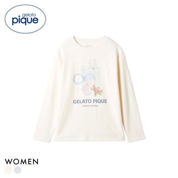 ジェラートピケ レディース ウォッシングアニマルワンポイントロンT ジェラピケ パジャマ ルームウェア gelato pique