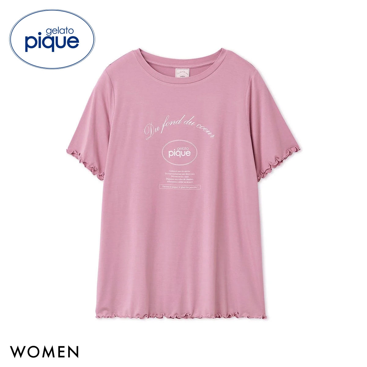 ジェラートピケ レディース レーヨンロゴメローTシャツ ジェラピケ パジャマ ルームウェア gelato pique(PI-ピンク-Free)