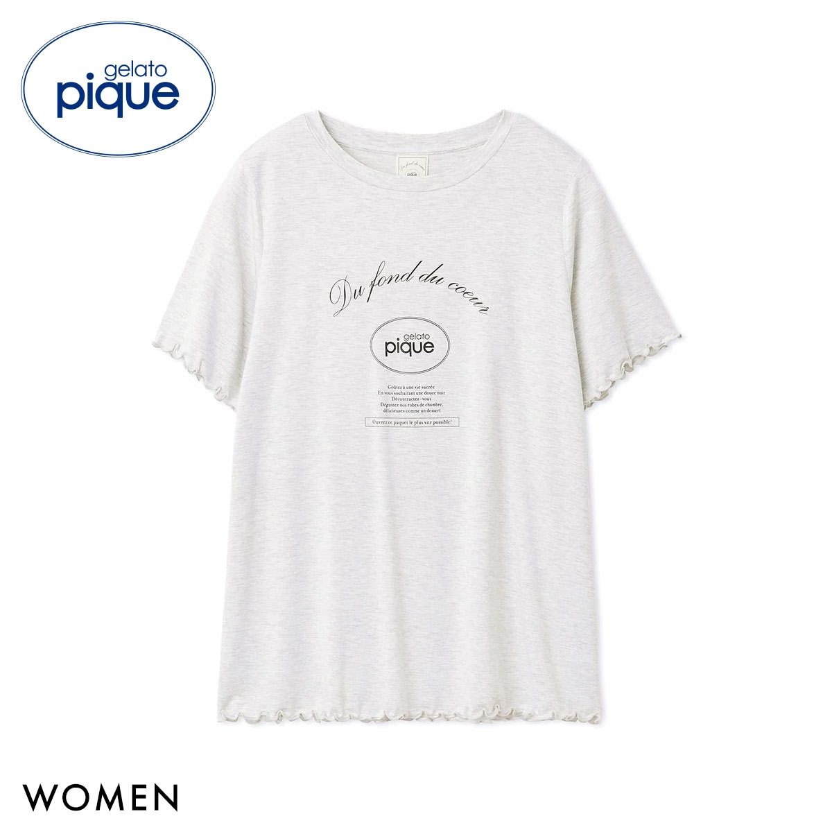 ジェラートピケ レディース レーヨンロゴメローTシャツ ジェラピケ パジャマ ルームウェア gelato pique(LGY-薄グレー-Free)
