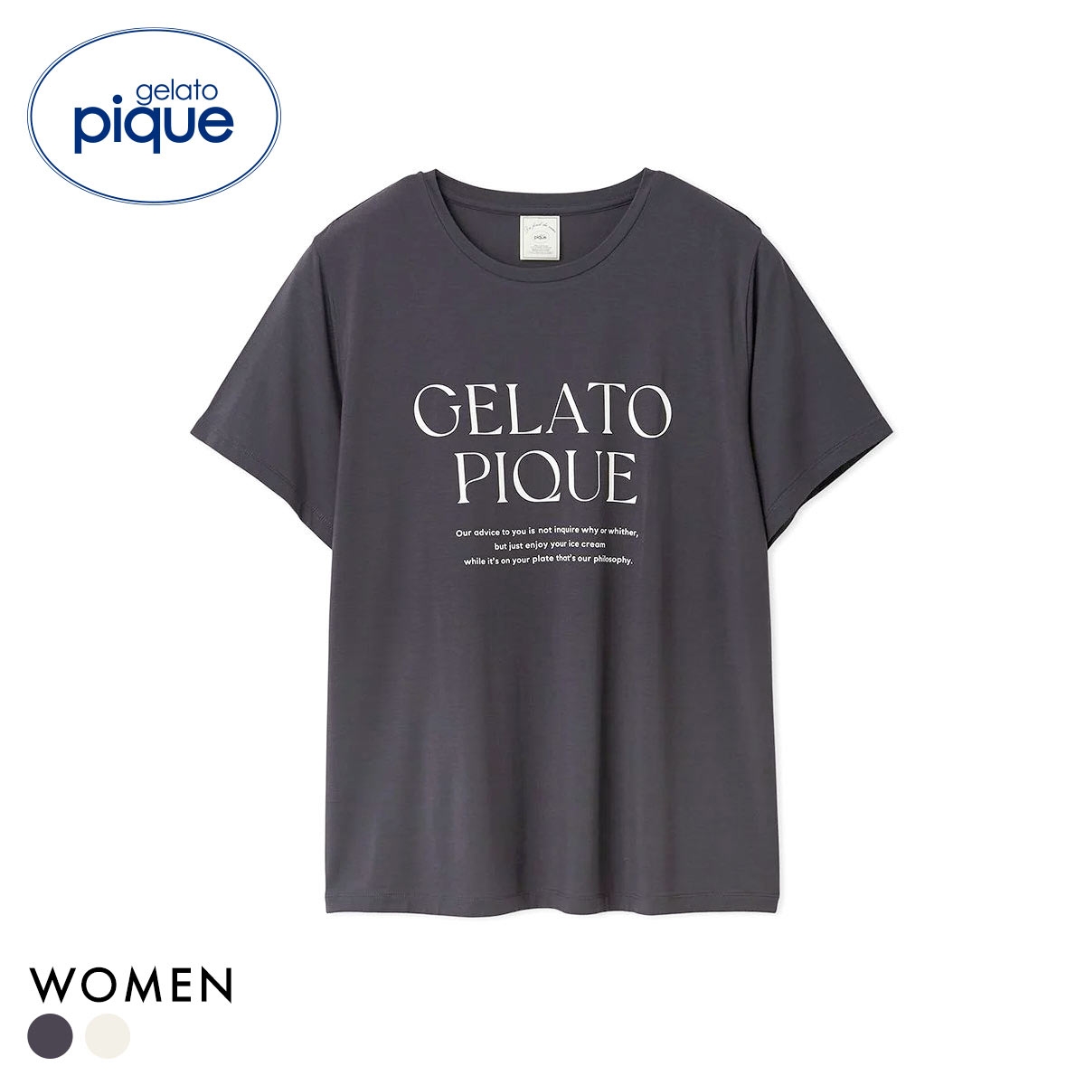 ジェラートピケ レディース レーヨンロゴTシャツ ジェラピケ パジャマ ルームウェア gelato pique(DGY-濃グレー-Free)