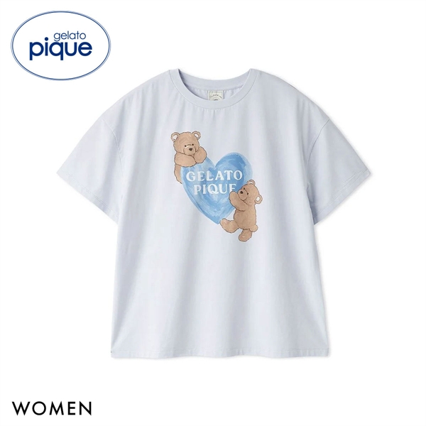 ジェラートピケ レディース 接触冷感 BEAR HEARTワンポイントTシャツ ジェラピケ パジャマ ルームウェア gelato pique