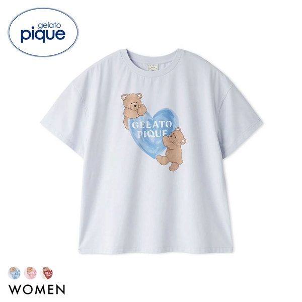 ジェラートピケ レディース 接触冷感 BEAR HEARTワンポイントTシャツ ジェラピケ パジャマ ルームウェア gelato pique