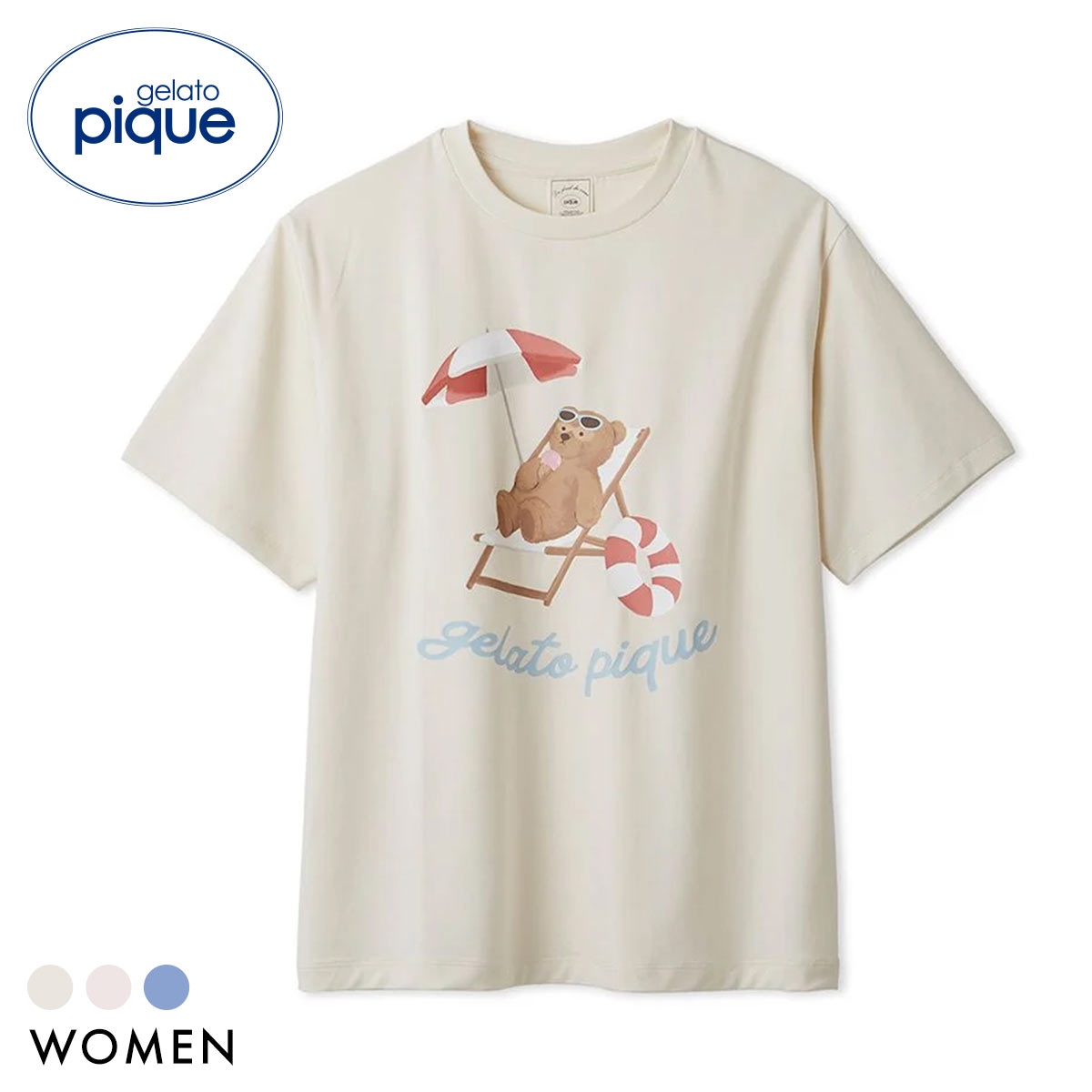 ジェラートピケ レディース 接触冷感 サマーベアワンポイントTシャツ ジェラピケ パジャマ ルームウェア gelato pique