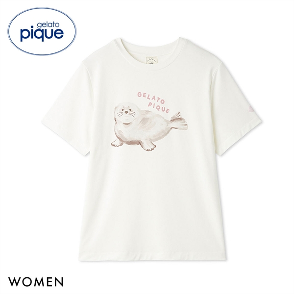 ジェラートピケ レディース 接触冷感 シーアニマル柄ワンポイントTシャツ ジェラピケ パジャマ ルームウェア gelato pique