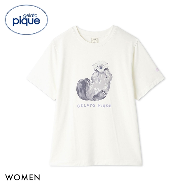 ジェラートピケ レディース 接触冷感 シーアニマル柄ワンポイントTシャツ ジェラピケ パジャマ ルームウェア gelato pique
