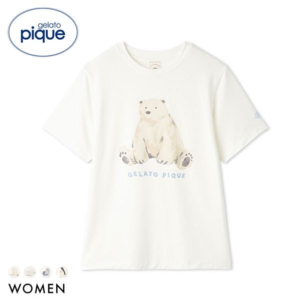 ジェラートピケ レディース 接触冷感 シーアニマル柄ワンポイントTシャツ ジェラピケ パジャマ ルームウェア gelato pique