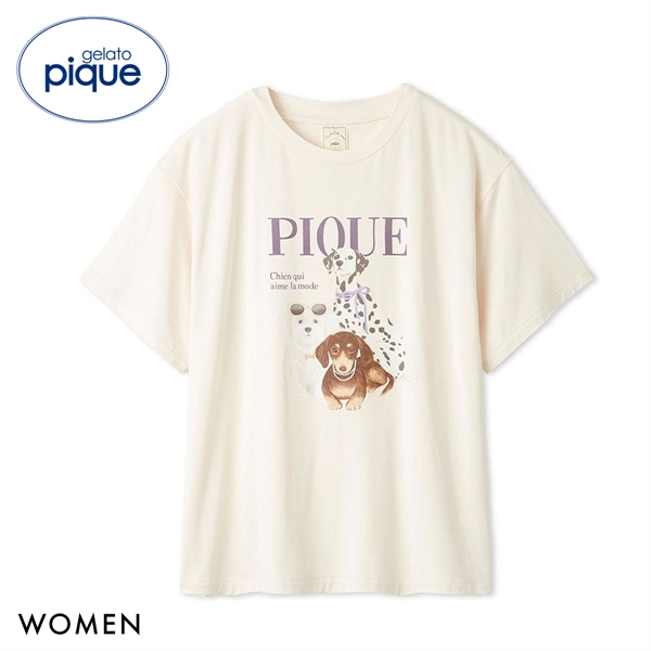 ジェラートピケ レディース 接触冷感 ファッションCATS&DOGSワンポイントTシャツ ジェラピケ パジャマ ルームウェア gelato pique