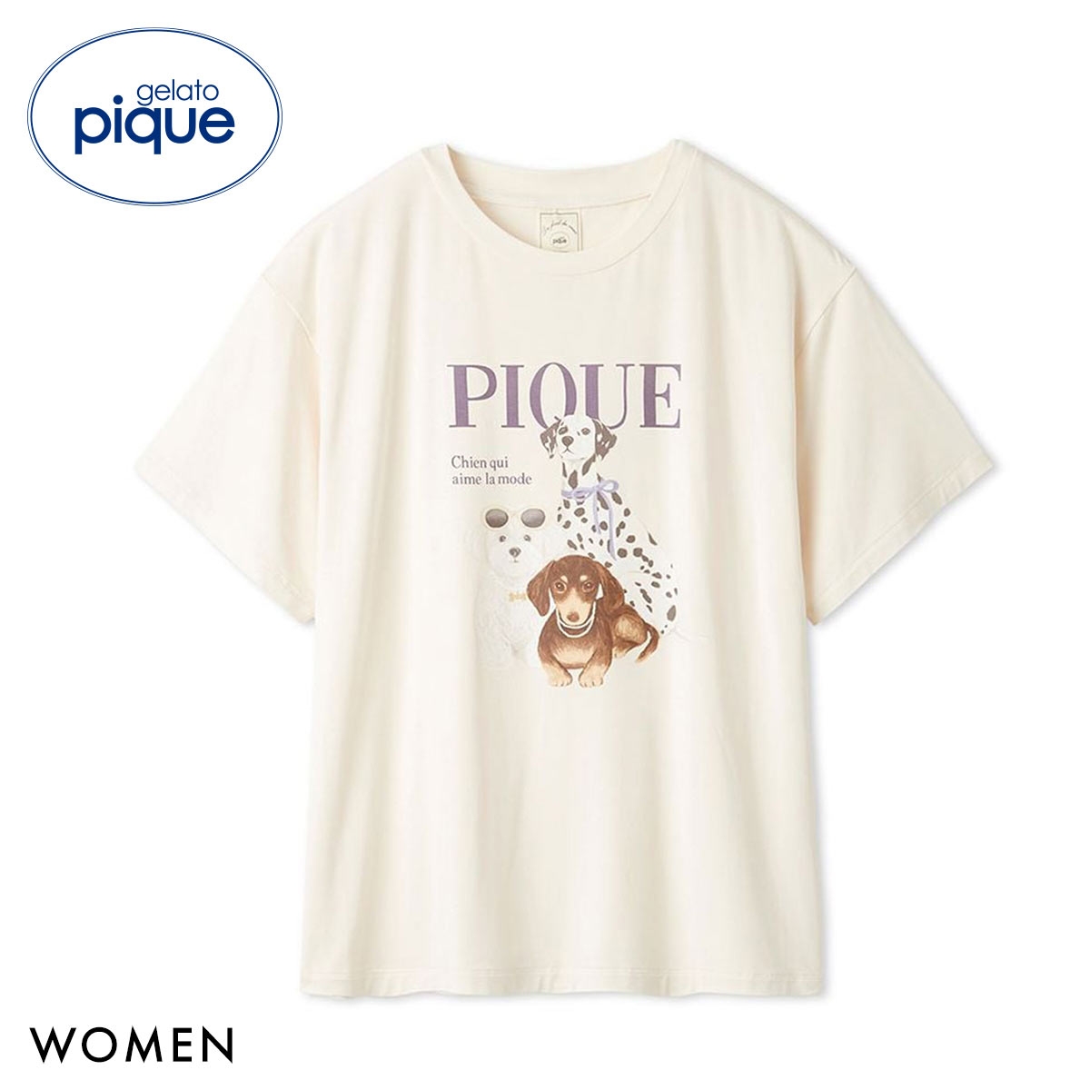 ジェラートピケ レディース 接触冷感 ファッションCATS&DOGSワンポイントTシャツ ジェラピケ パジャマ ルームウェア gelato pique(A-Free)