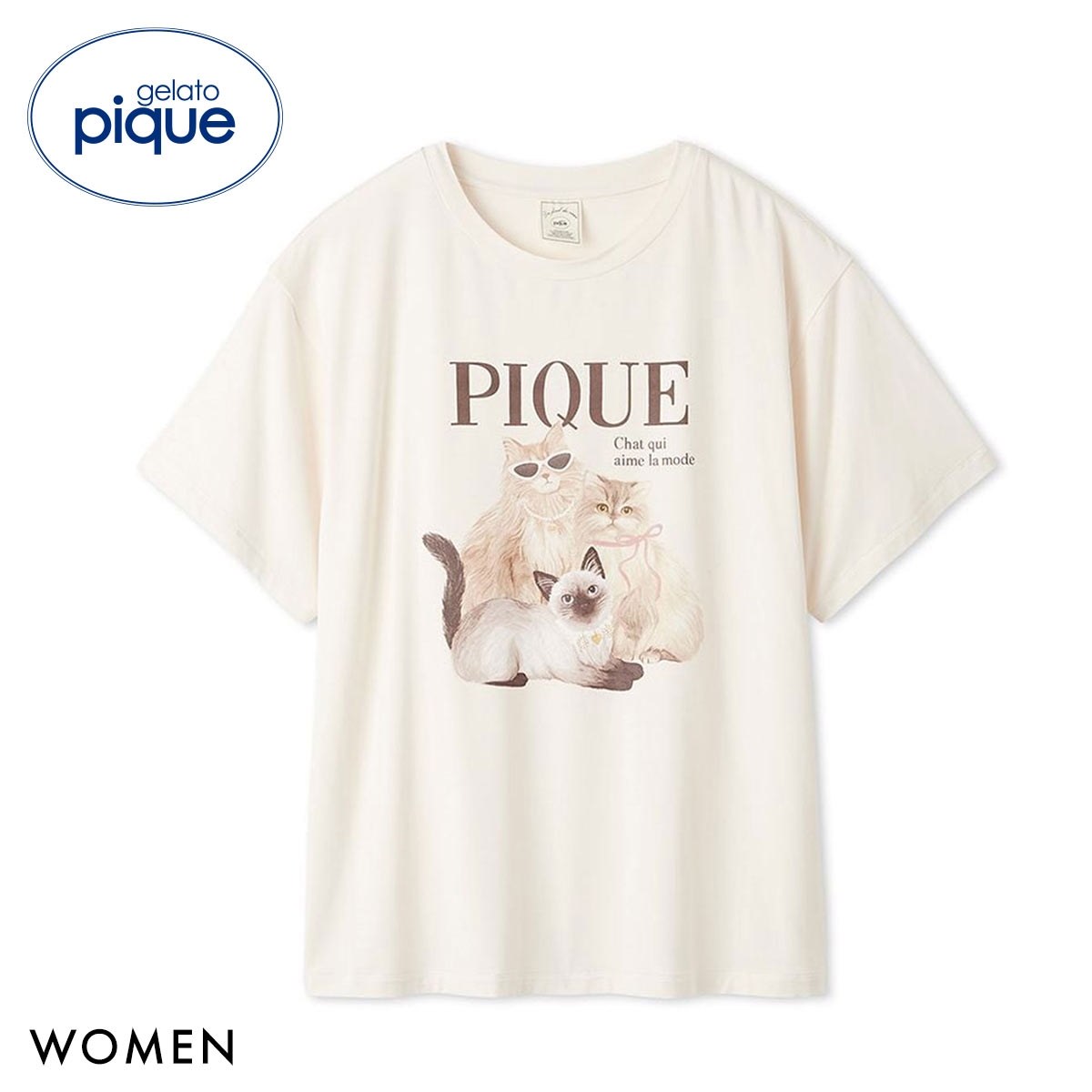 ジェラートピケ レディース 接触冷感 ファッションCATS&DOGSワンポイントTシャツ ジェラピケ パジャマ ルームウェア gelato pique(B-Free)
