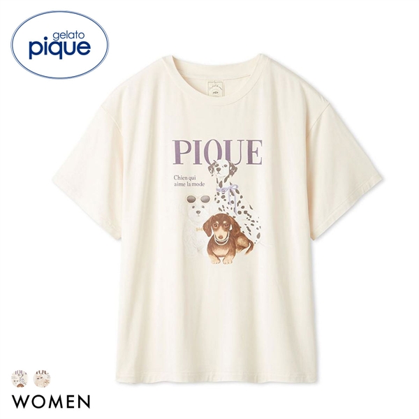 ジェラートピケ レディース 接触冷感 ファッションCATS&DOGSワンポイントTシャツ ジェラピケ パジャマ ルームウェア gelato pique
