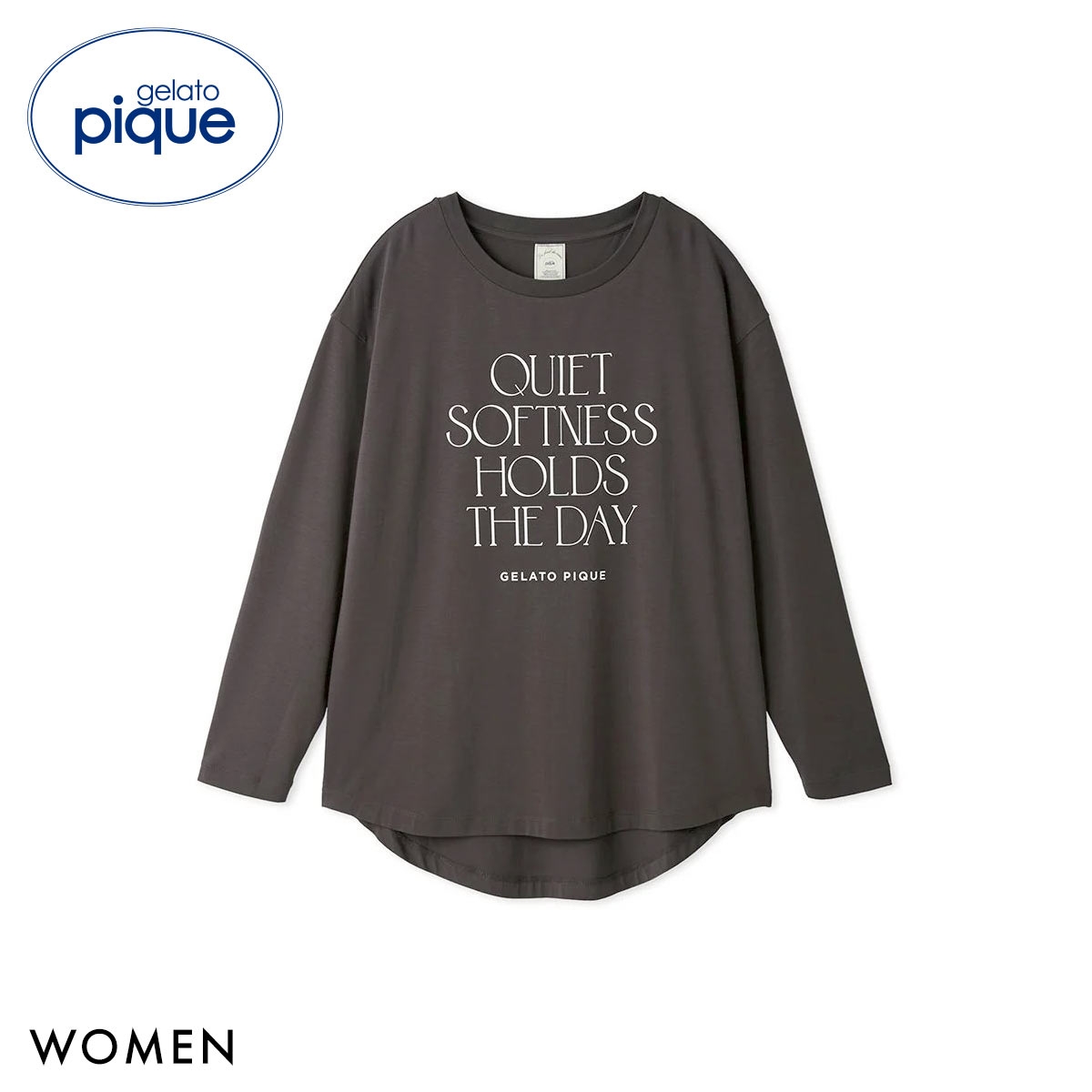 ジェラートピケ レディース 接触冷感 レーヨンロゴロンT ジェラピケ パジャマ ルームウェア gelato pique(DGY-濃グレー-Free)