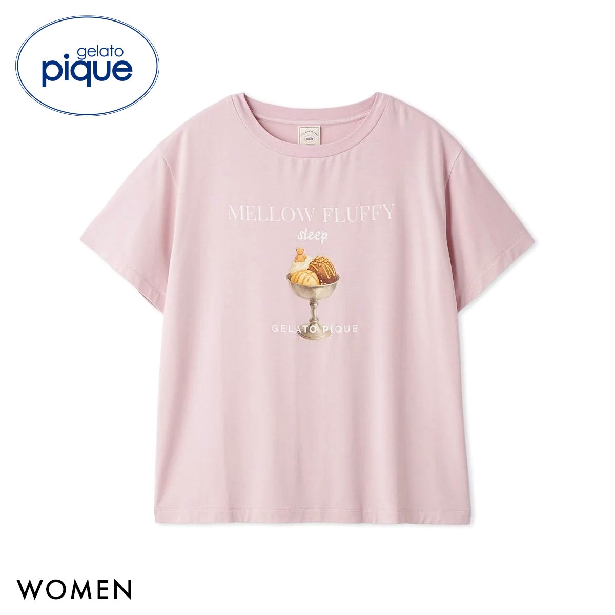 ジェラートピケ レディース 接触冷感 COOLレーヨンデザートロゴTシャツ ジェラピケ パジャマ ルームウェア gelato pique(PI-ピンク-Free)