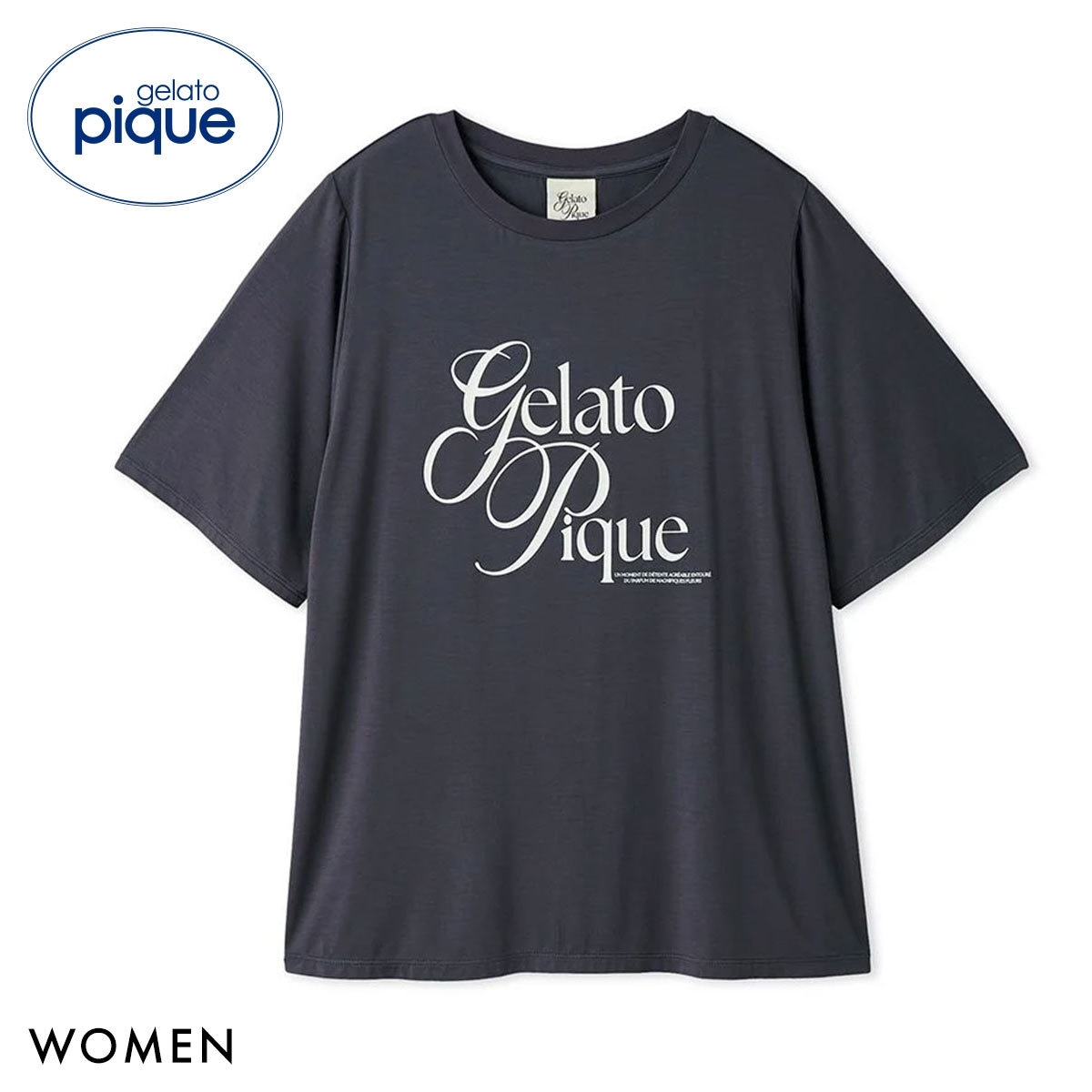 ジェラートピケ レディース 母の日 IFMC. 接触冷感 レーヨンロゴTシャツ ジェラピケ パジャマ ルームウェア gelato pique(NV-ネイビー-Free)
