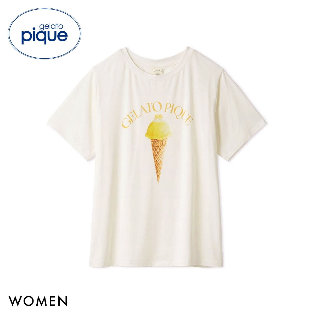 ジェラートピケ レディース 接触冷感 ソルベワンポイントTシャツ ジェラピケ パジャマ ルームウェア gelato pique(YE-イエロー-Free)