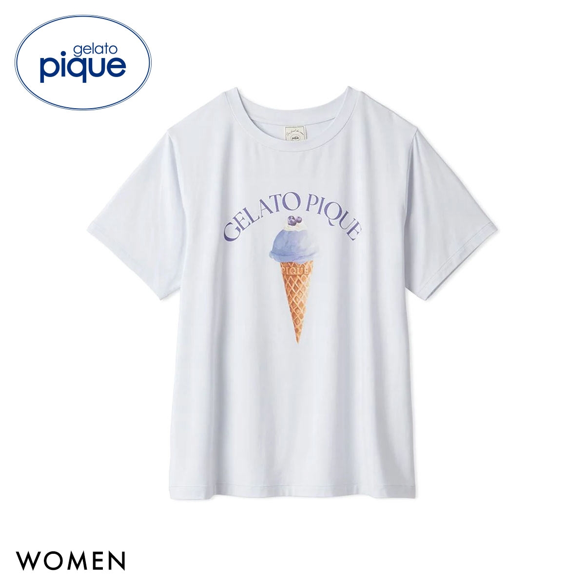 ジェラートピケ レディース 接触冷感 ソルベワンポイントTシャツ ジェラピケ パジャマ ルームウェア gelato pique(BU-ブルー-Free)