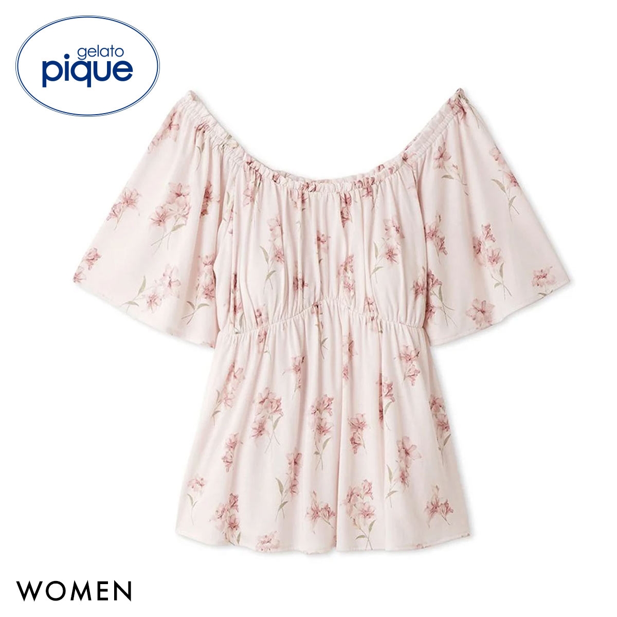 ジェラートピケ レディース 母の日 フラワー柄カップインプルオーバー パッド付き カップイン ジェラピケ パジャマ ルームウェア gelato pique(PI-ピンク-Free)