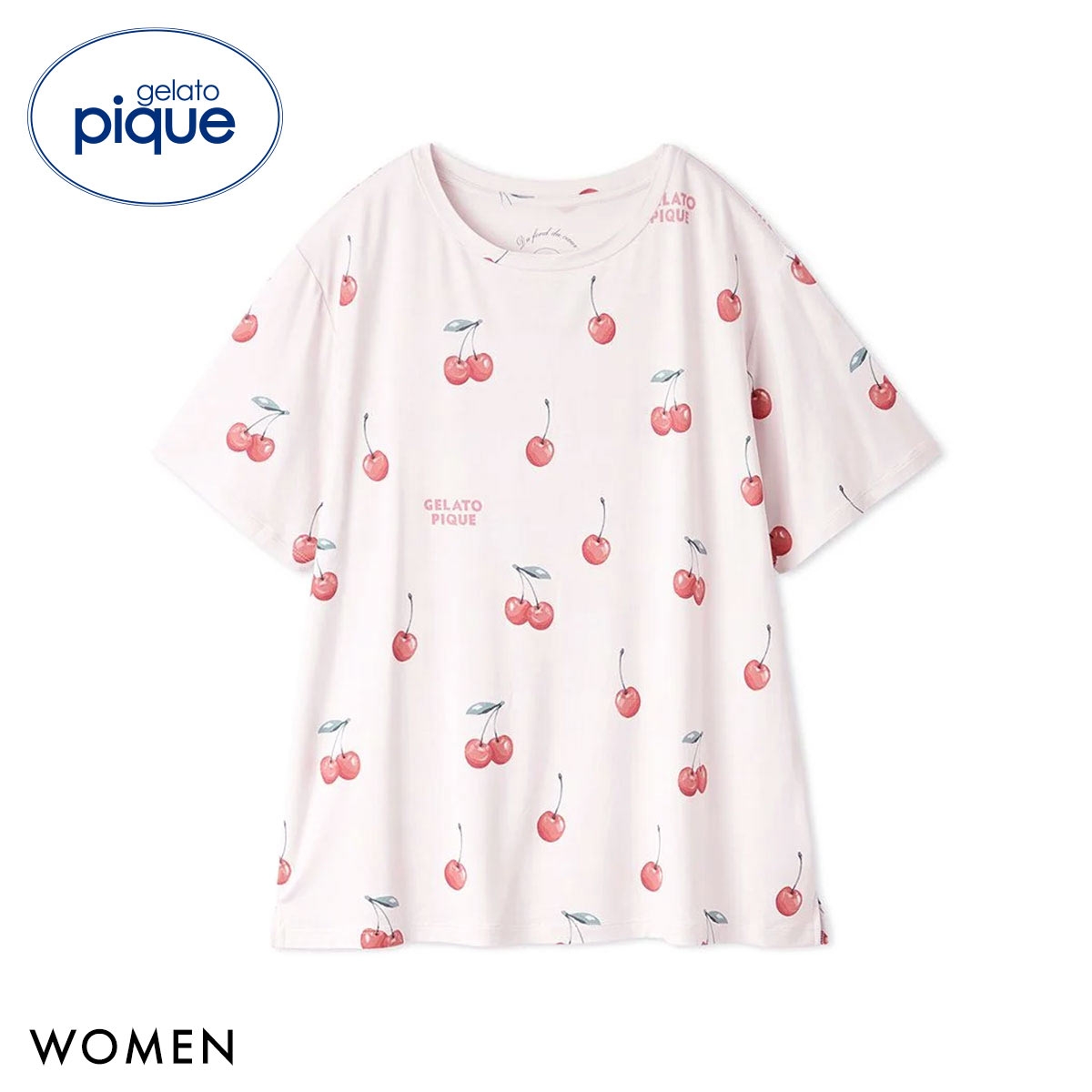 ジェラートピケ レディース 接触冷感 フルーツ3柄Tシャツ ジェラピケ パジャマ ルームウェア gelato pique(PI-ピンク-Free)